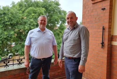 Kennenlerngespr�ch 
v.l. Herr G�nther, BGM der Einheitsgemeinde Genthin und Thomas Staudt MdL